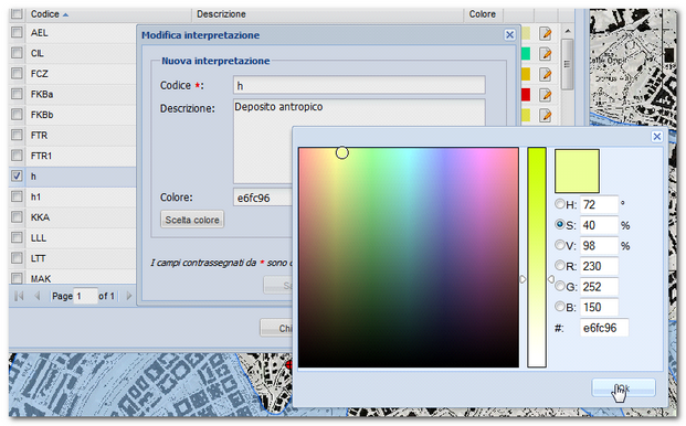 Impostazione del colore per le interpretazioni stratigrafiche