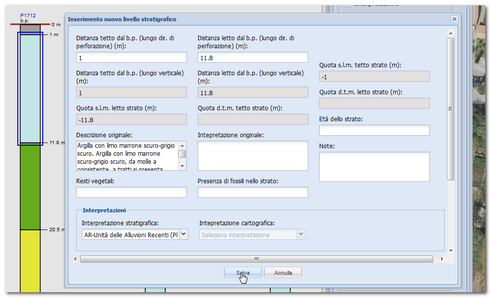 Editing delle stratigrafie