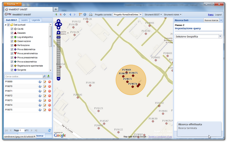 Esempio di selezione geografica con un buffer circolare